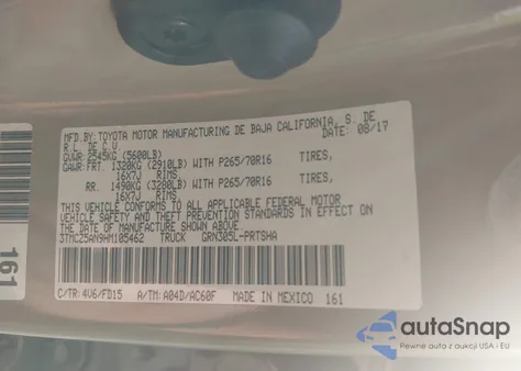 2017 Toyota Tacoma Trd Off Road from USA, damaged, VIN 3TMCZ5AN9HM105462